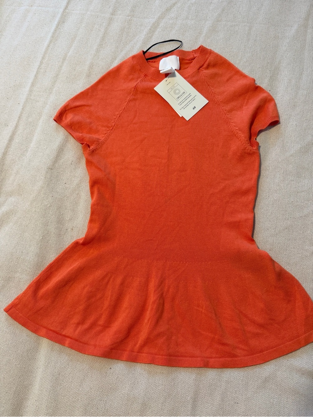 H&M Orange Short-Sleeve Peplum Tunic